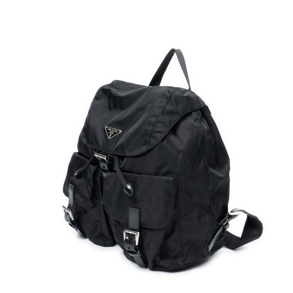 Backpack Large Drawstring Backpack Black Nylon Canvas
