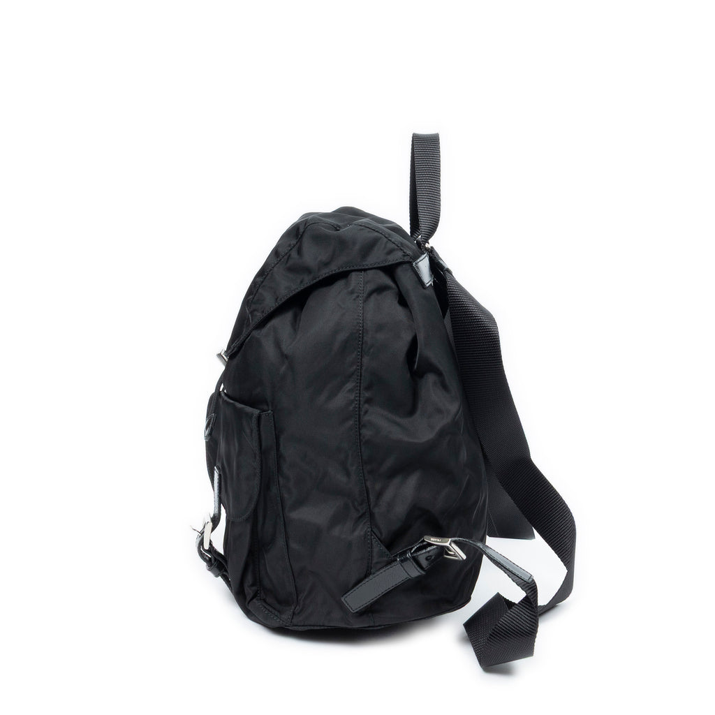 Backpack Large Drawstring Backpack Black Nylon Canvas