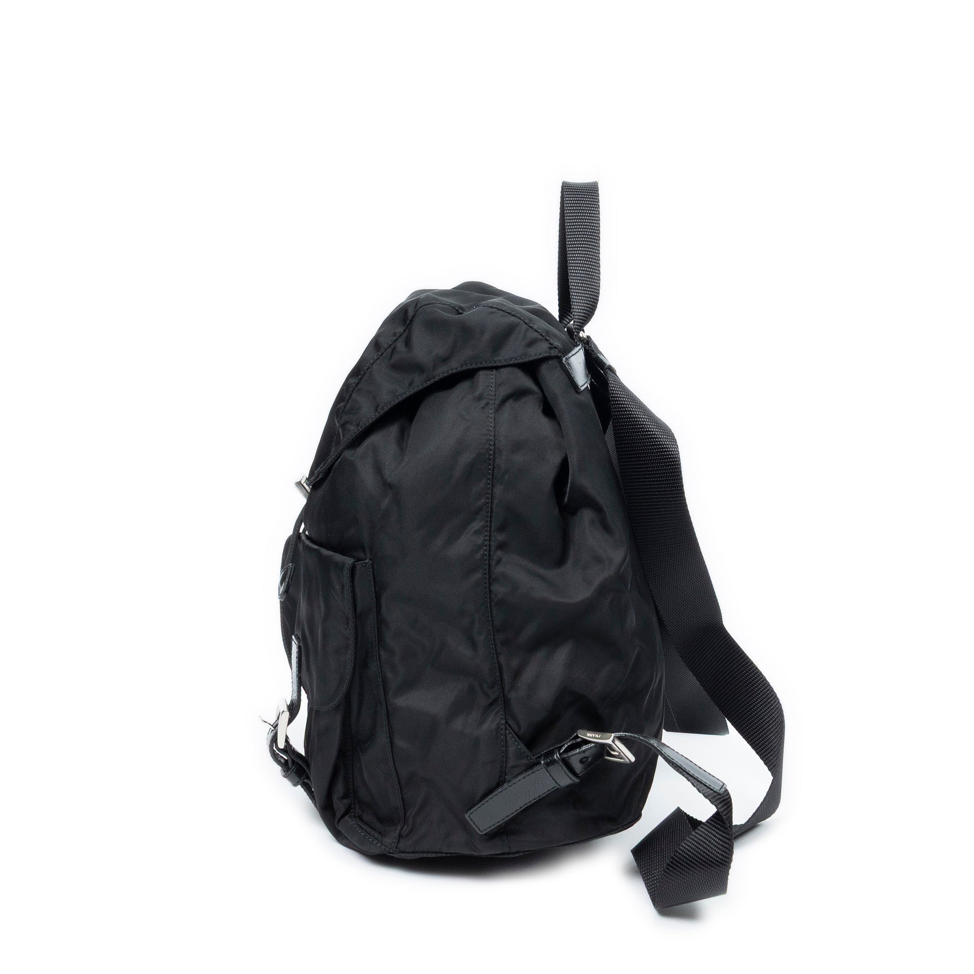 Backpack Large Drawstring Backpack Black Nylon Canvas