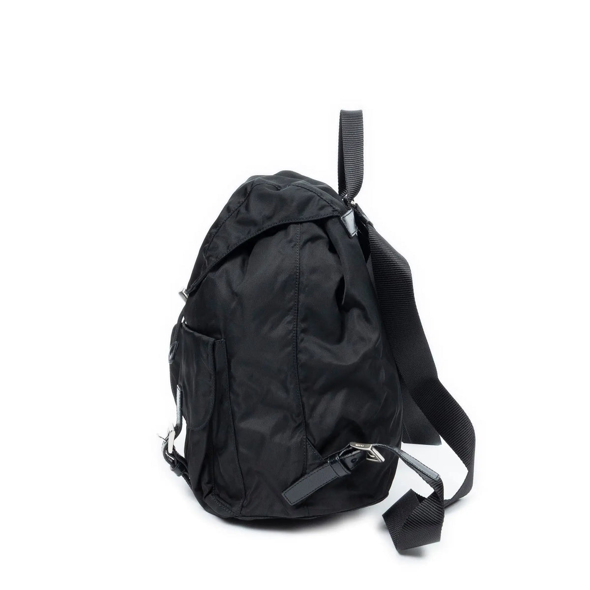 Mochila grande con cordón de ajuste lona de nailon negra