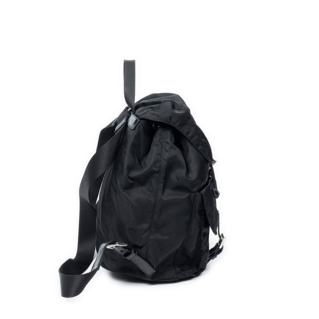 Backpack Large Drawstring Backpack Black Nylon Canvas