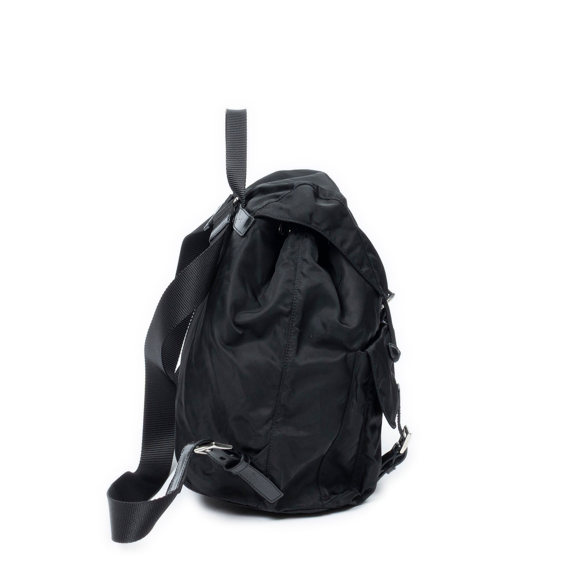 Backpack Large Drawstring Backpack Black Nylon Canvas