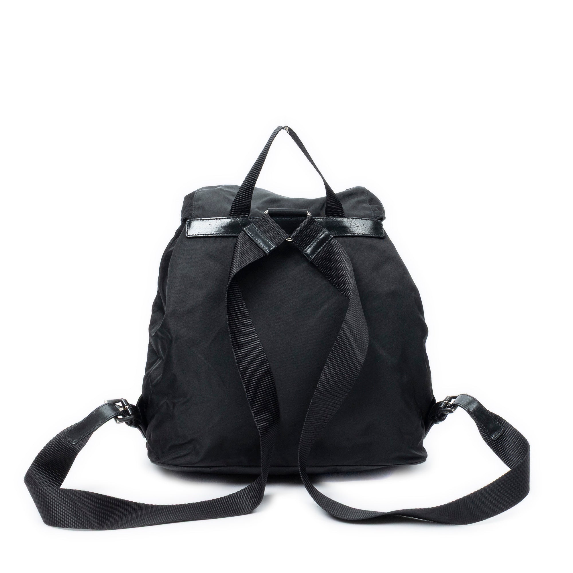 Backpack Large Drawstring Backpack Black Nylon Canvas