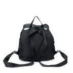 Mochila grande con cordón de ajuste lona de nailon negra