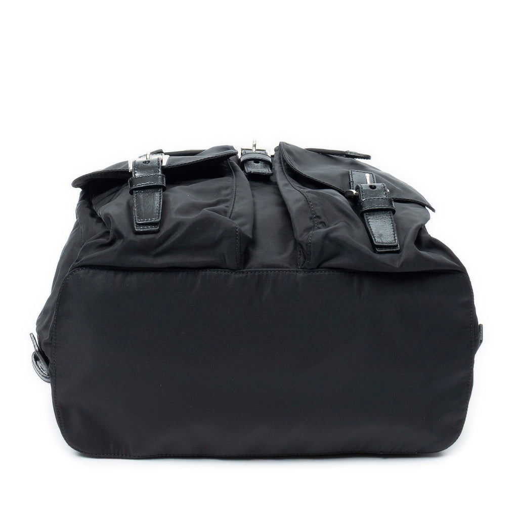 Backpack Large Drawstring Backpack Black Nylon Canvas