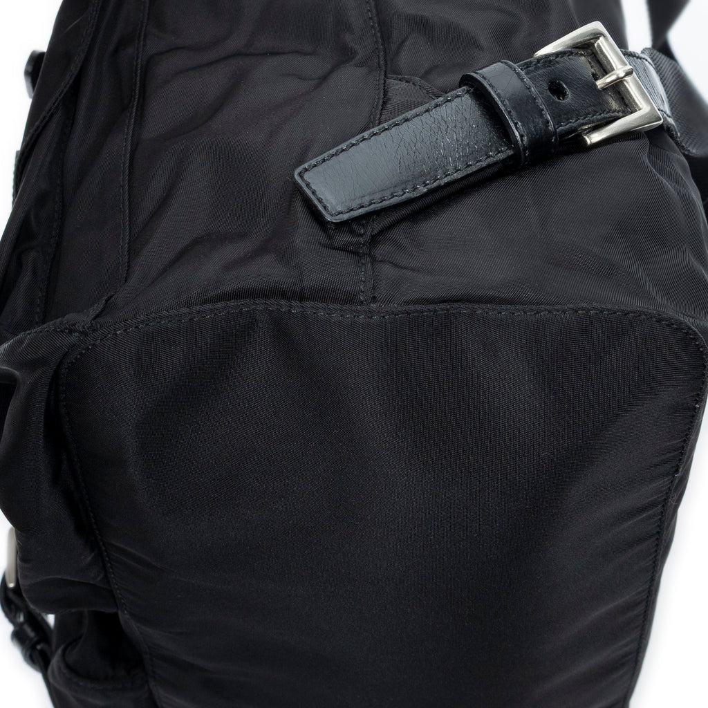 Backpack Large Drawstring Backpack Black Nylon Canvas