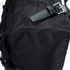 Mochila grande con cordón de ajuste lona de nailon negra