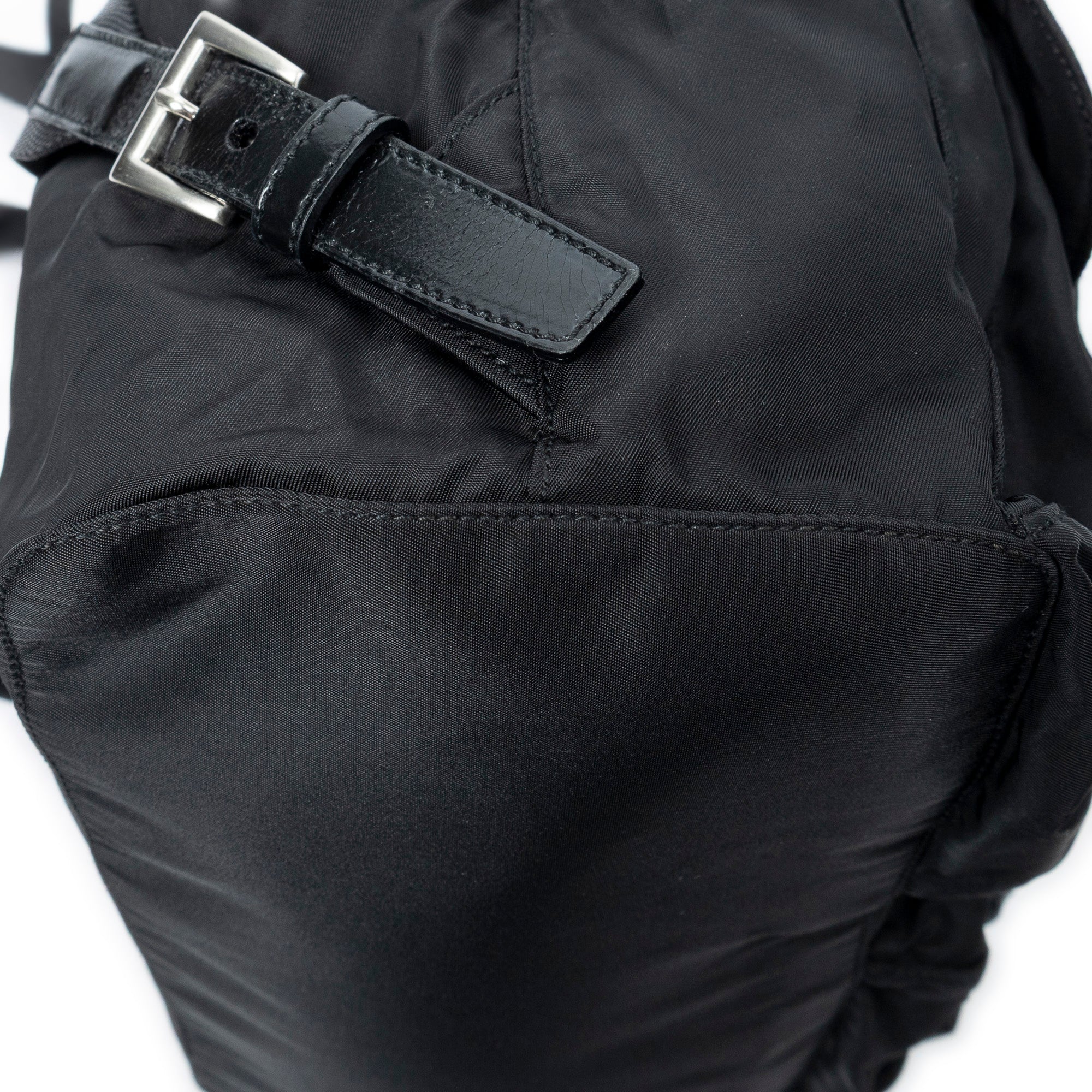 Backpack Large Drawstring Backpack Black Nylon Canvas