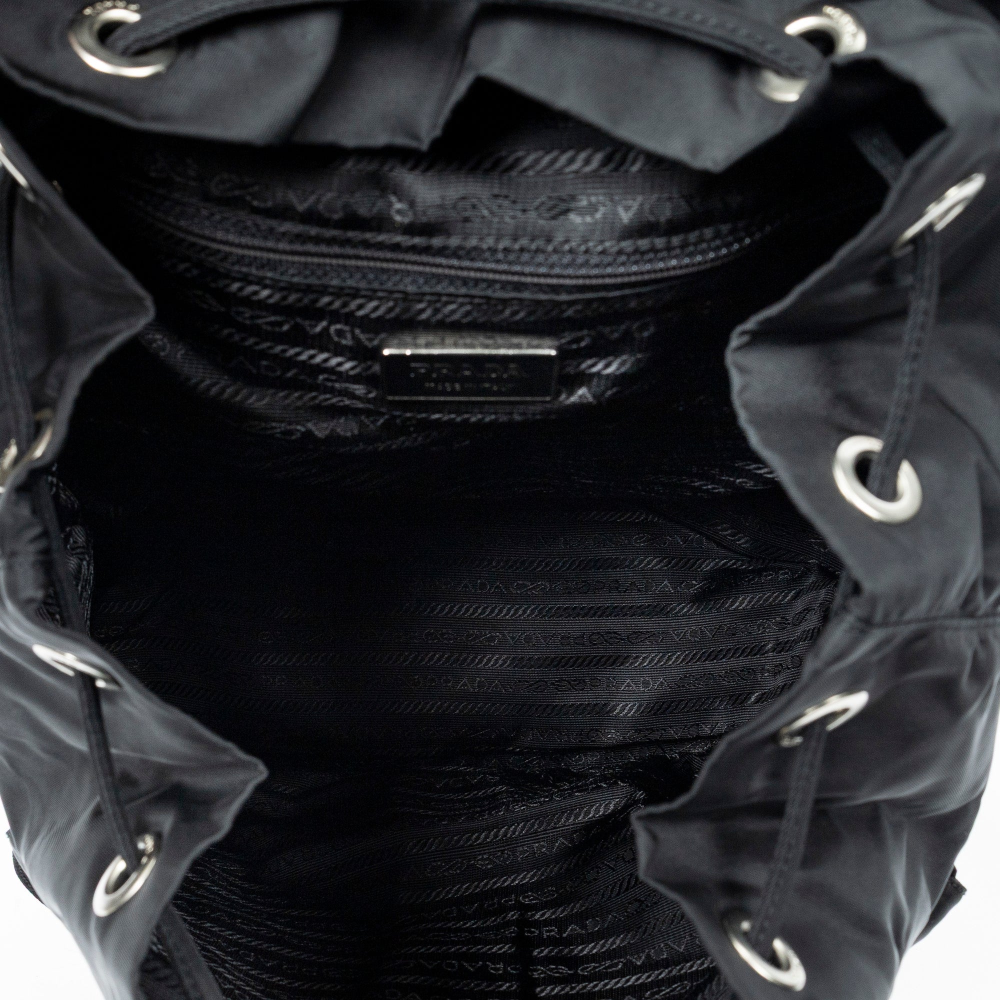 Backpack Large Drawstring Backpack Black Nylon Canvas