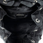 Mochila grande con cordón de ajuste lona de nailon negra
