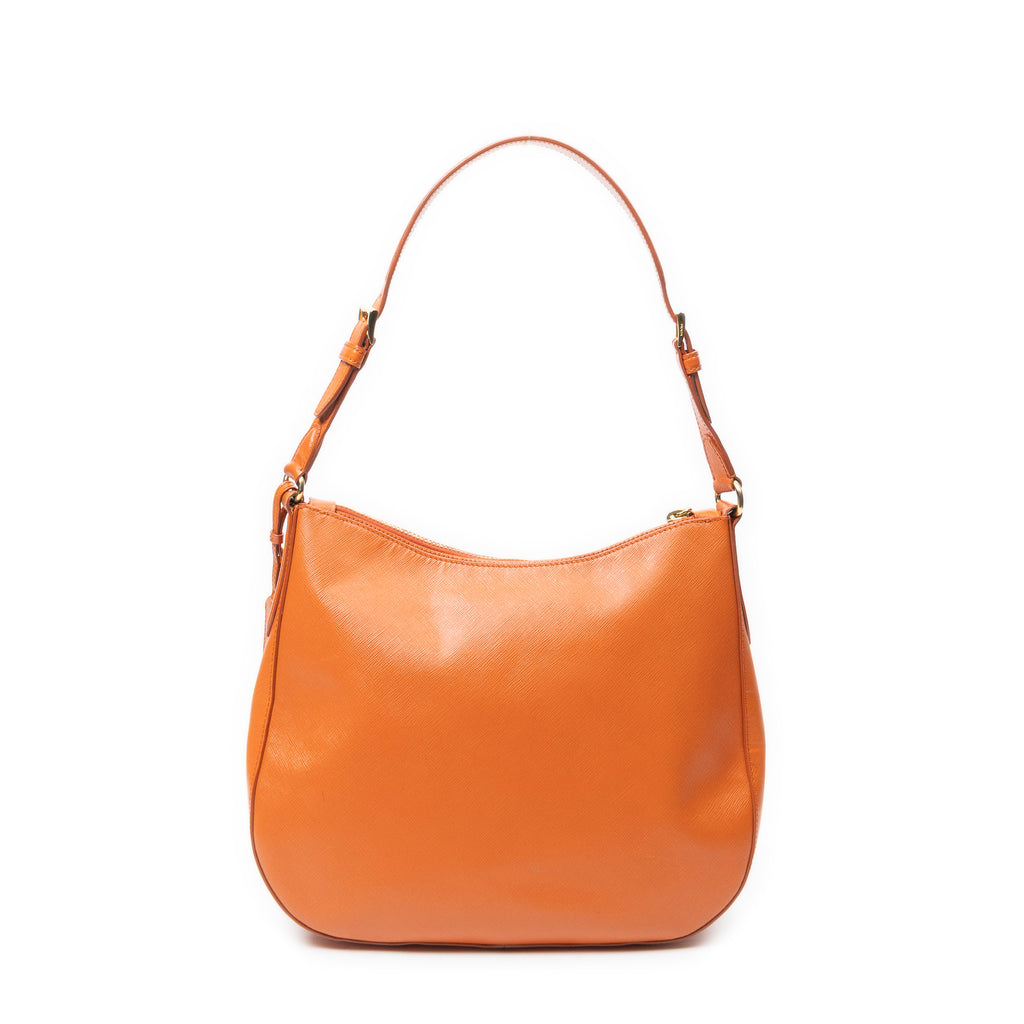 Shoulder Bag Zip Hobo Orange Saffiano Leather