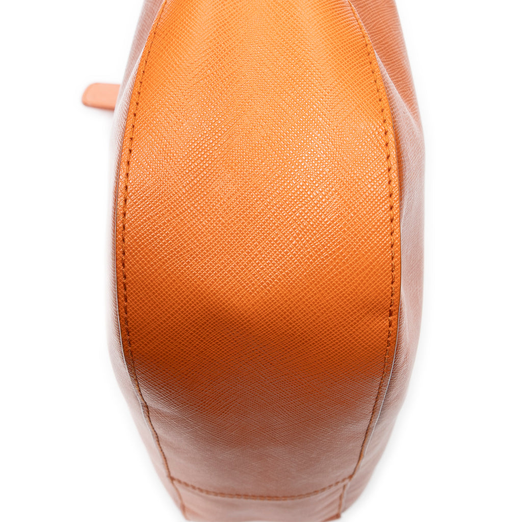 Shoulder Bag Zip Hobo Orange Saffiano Leather