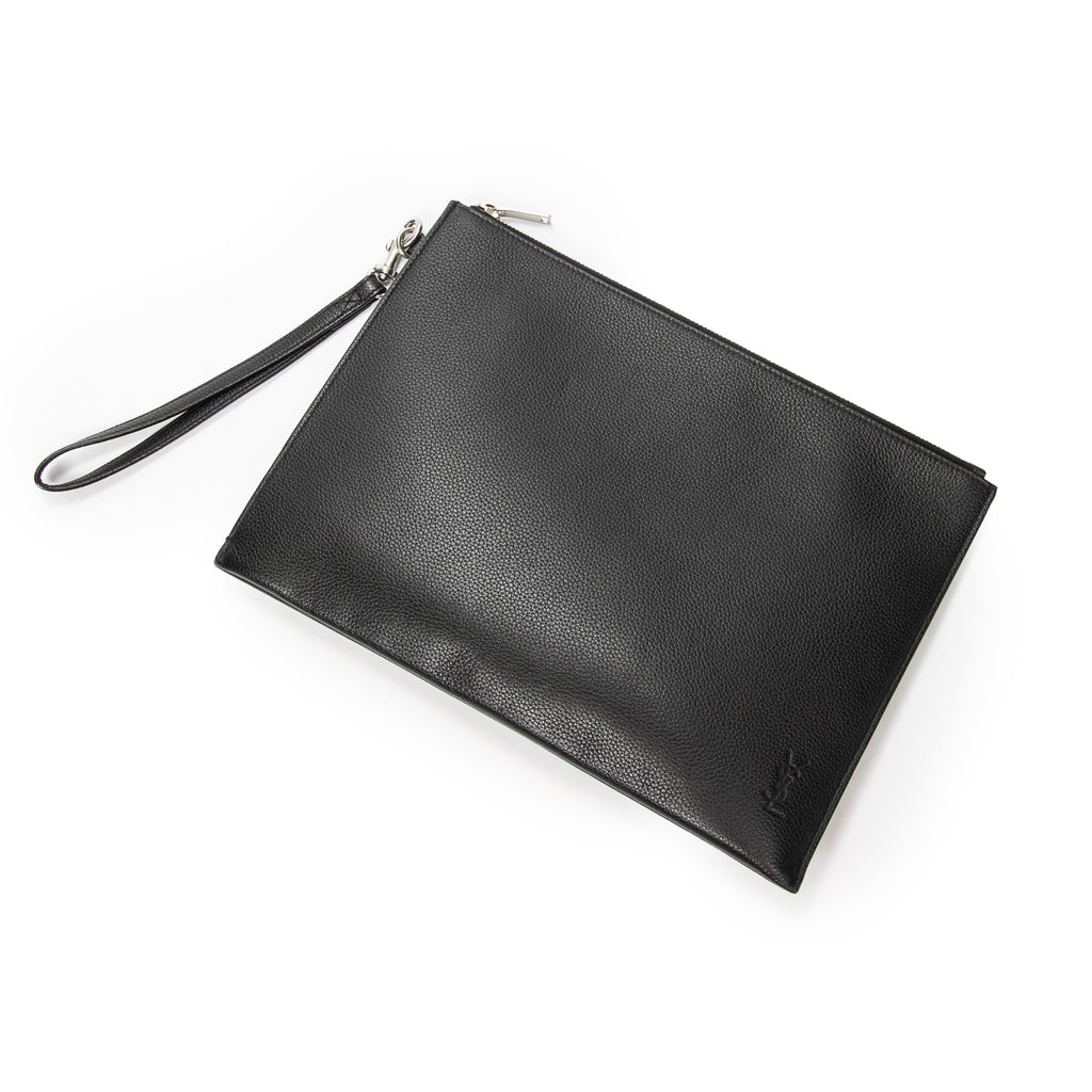 Clutch Zip Clutch Black Grain de Poudre Leather