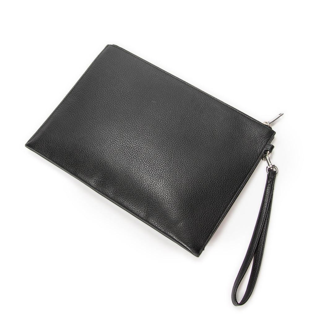 Clutch Zip Clutch Black Grain de Poudre Leather
