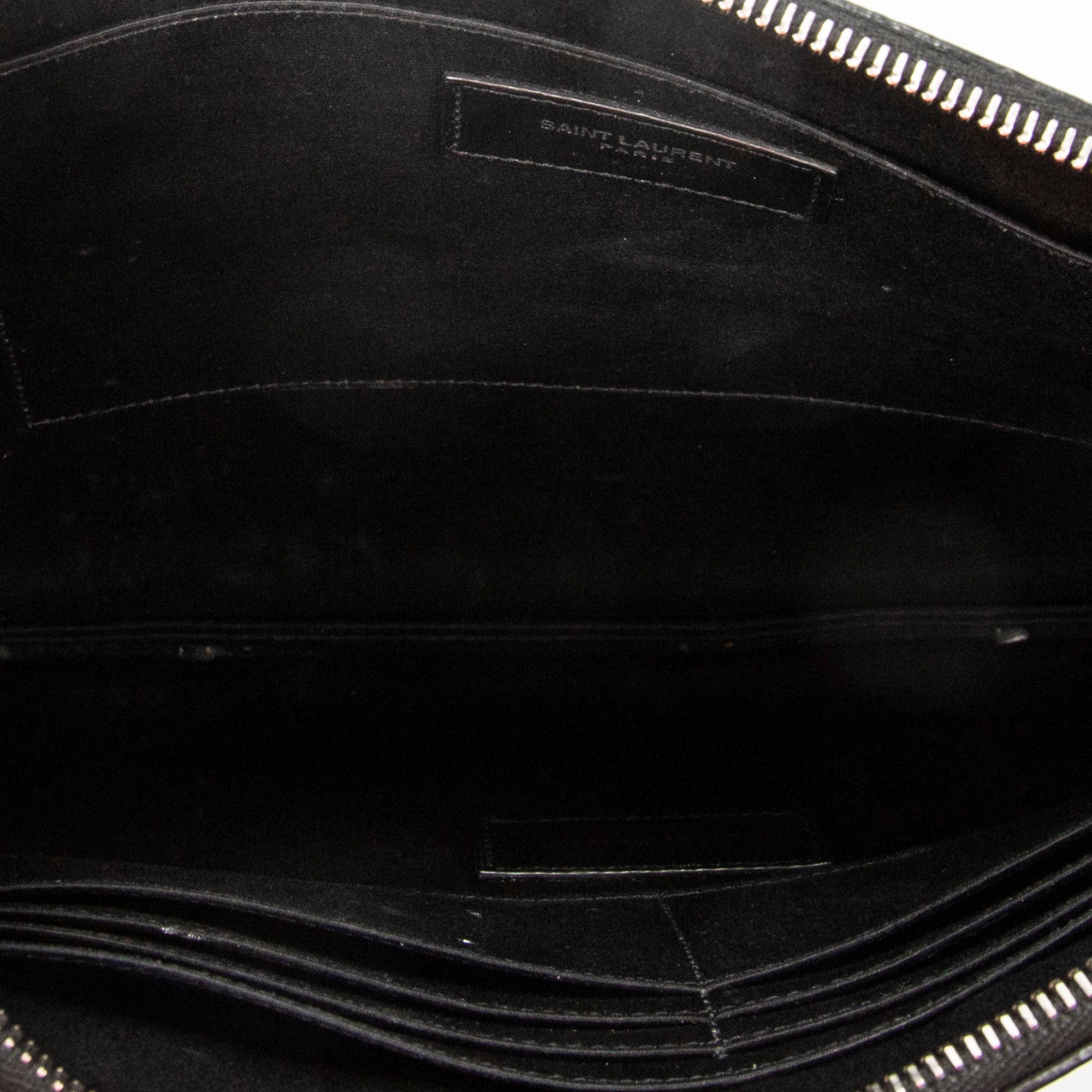 Clutch Zip Clutch Black Grain de Poudre Leather