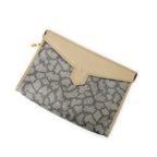 Clutch Vintage Zip Clutch Brown Giraffe Print Coated Canvas