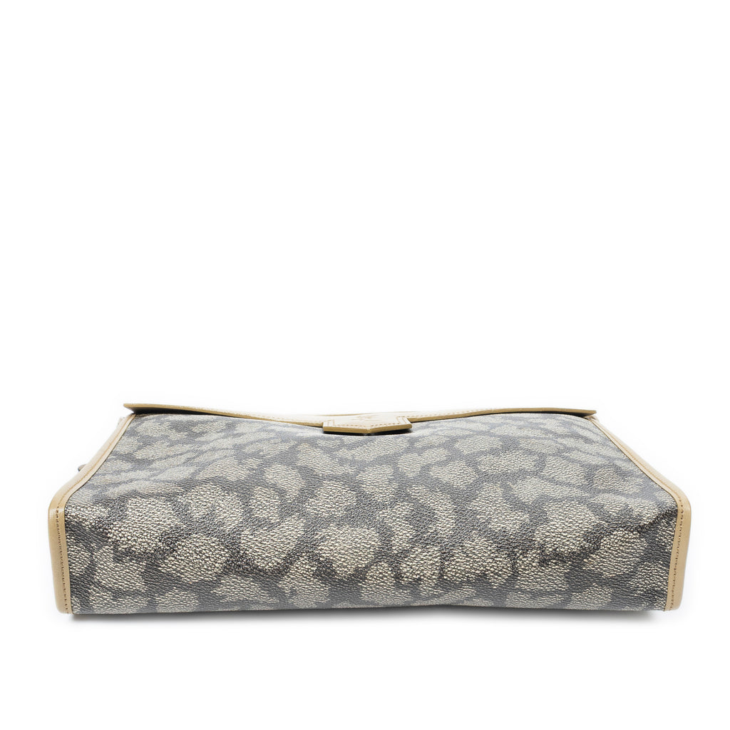Clutch Vintage Zip Clutch Brown Giraffe Print Coated Canvas