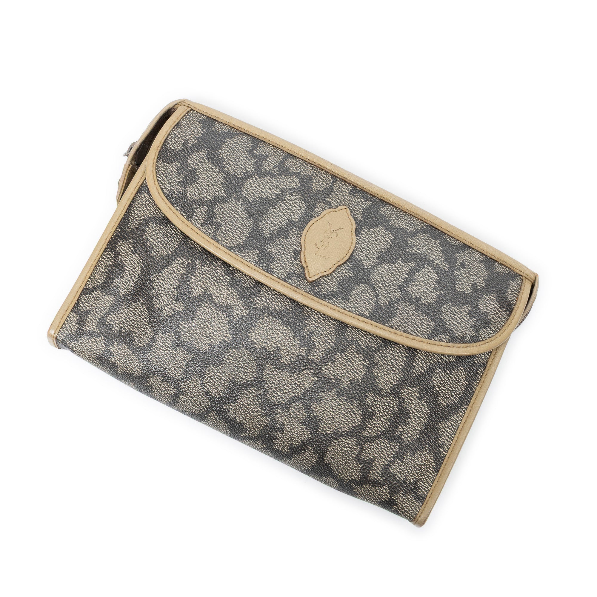 Pouch Vintage Toiletry Pouch Brown Giraffe Print Coated Canvas
