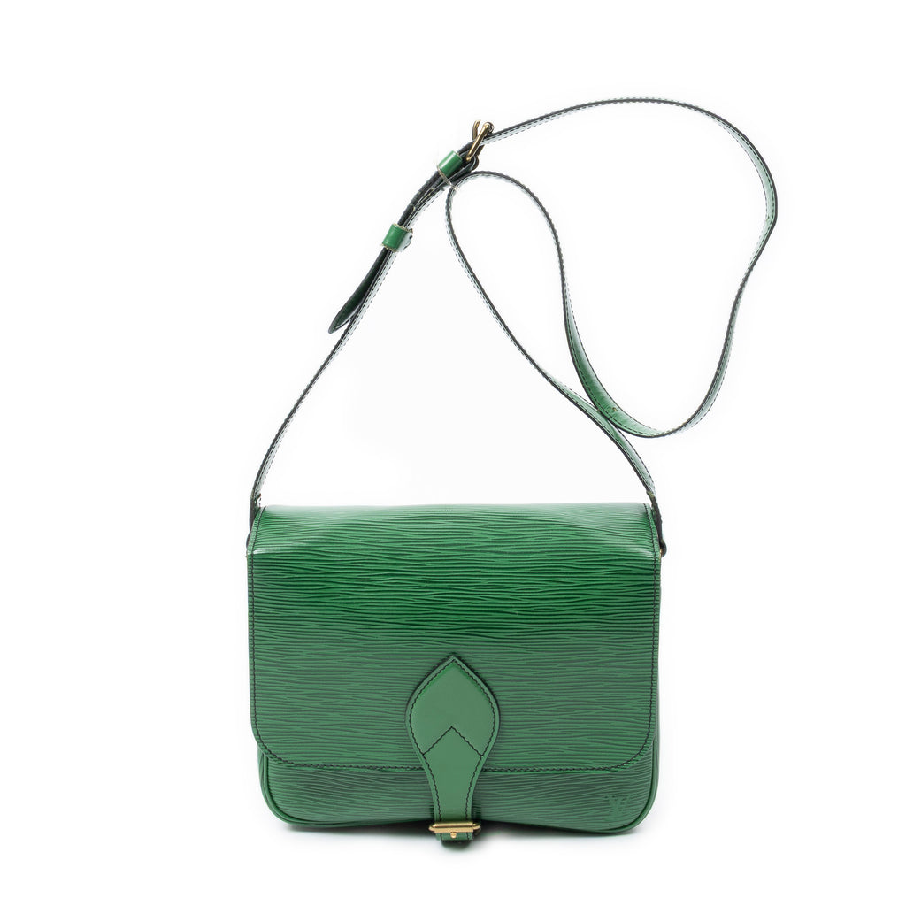 Shoulder Bag Cartouchiere Black Stitching MM Green Epi