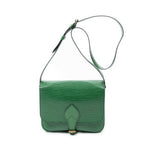 Shoulder Bag Cartouchiere Black Stitching MM Green Epi