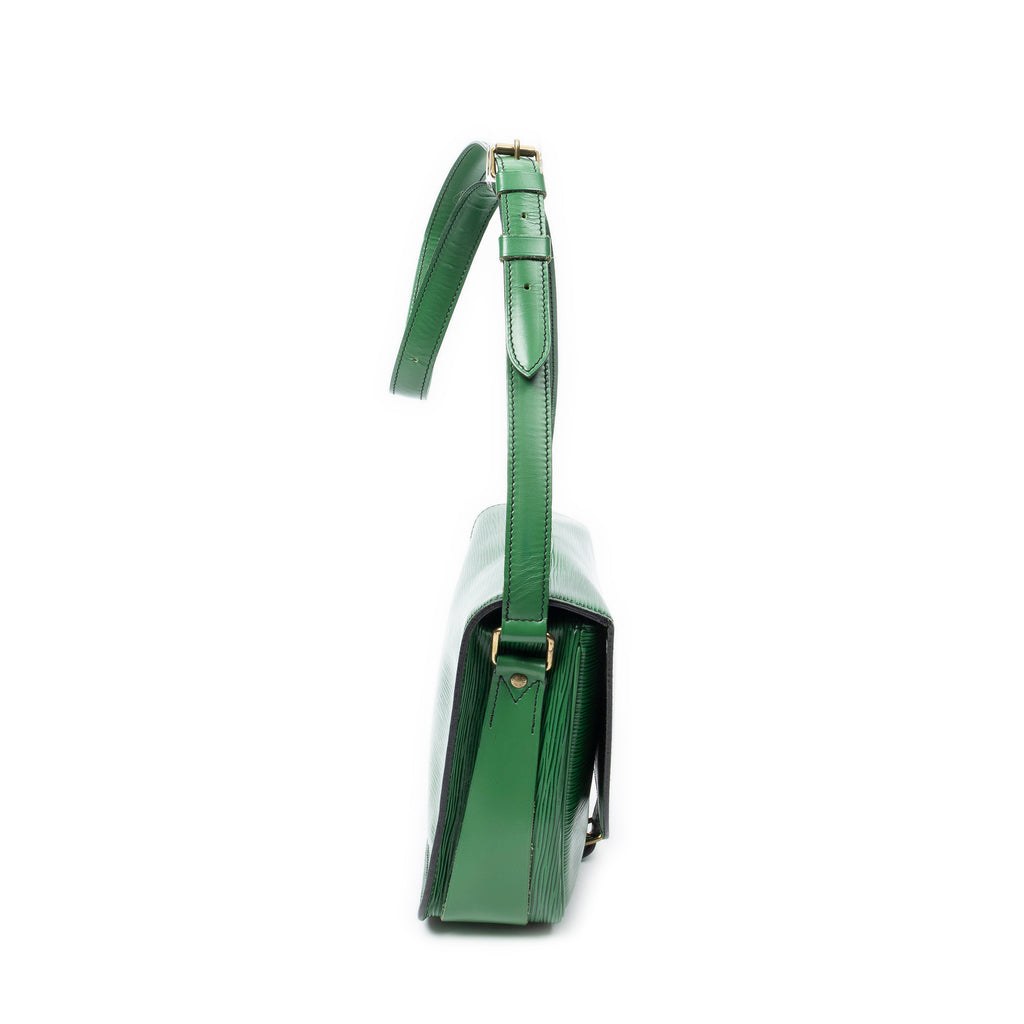 Shoulder Bag Cartouchiere Black Stitching MM Green Epi