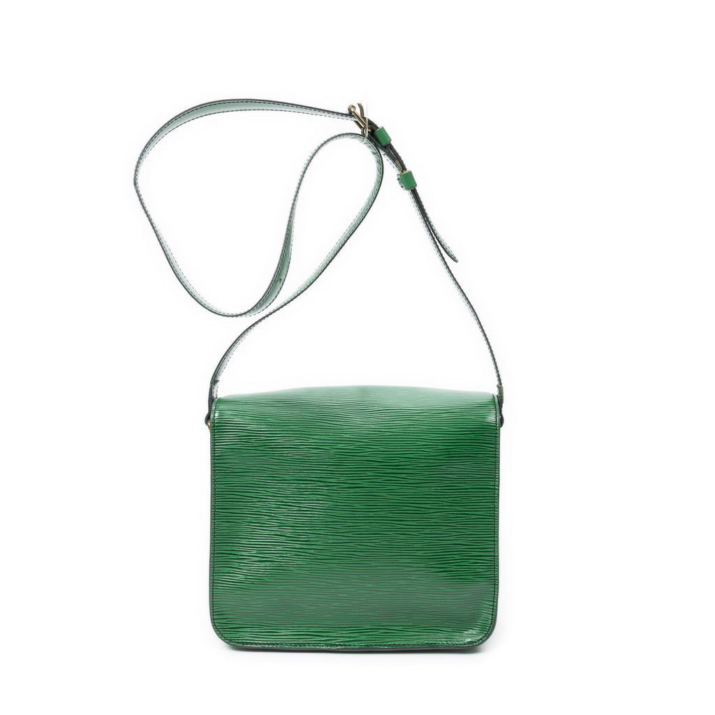 Shoulder Bag Cartouchiere Black Stitching MM Green Epi