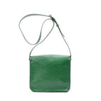 Shoulder Bag Cartouchiere Black Stitching MM Green Epi