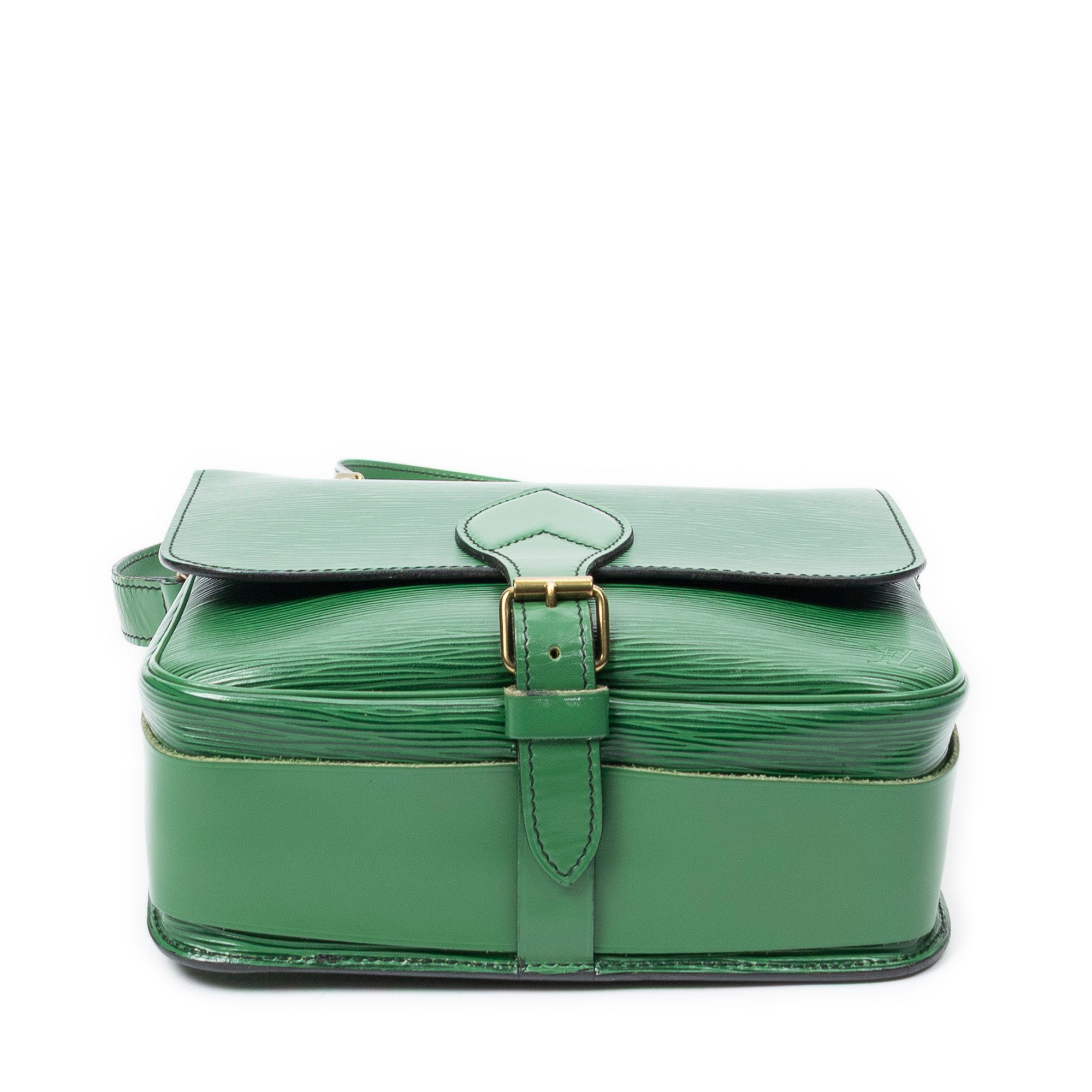 Shoulder Bag Cartouchiere Black Stitching MM Green Epi