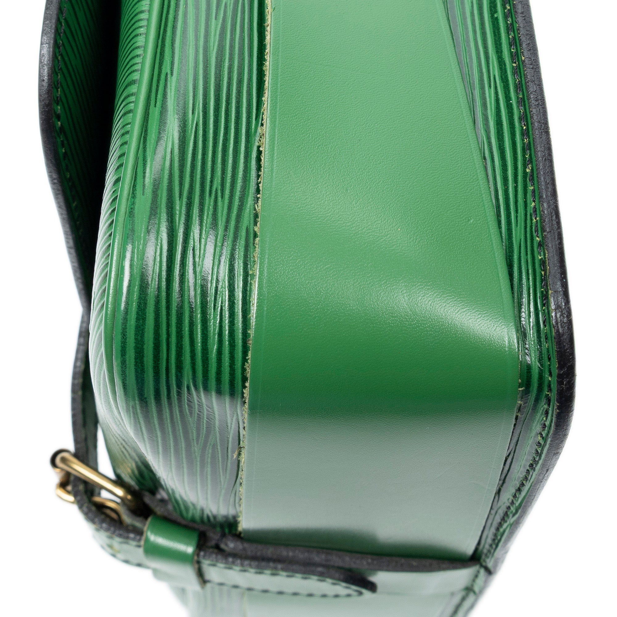 Shoulder Bag Cartouchiere Black Stitching MM Green Epi