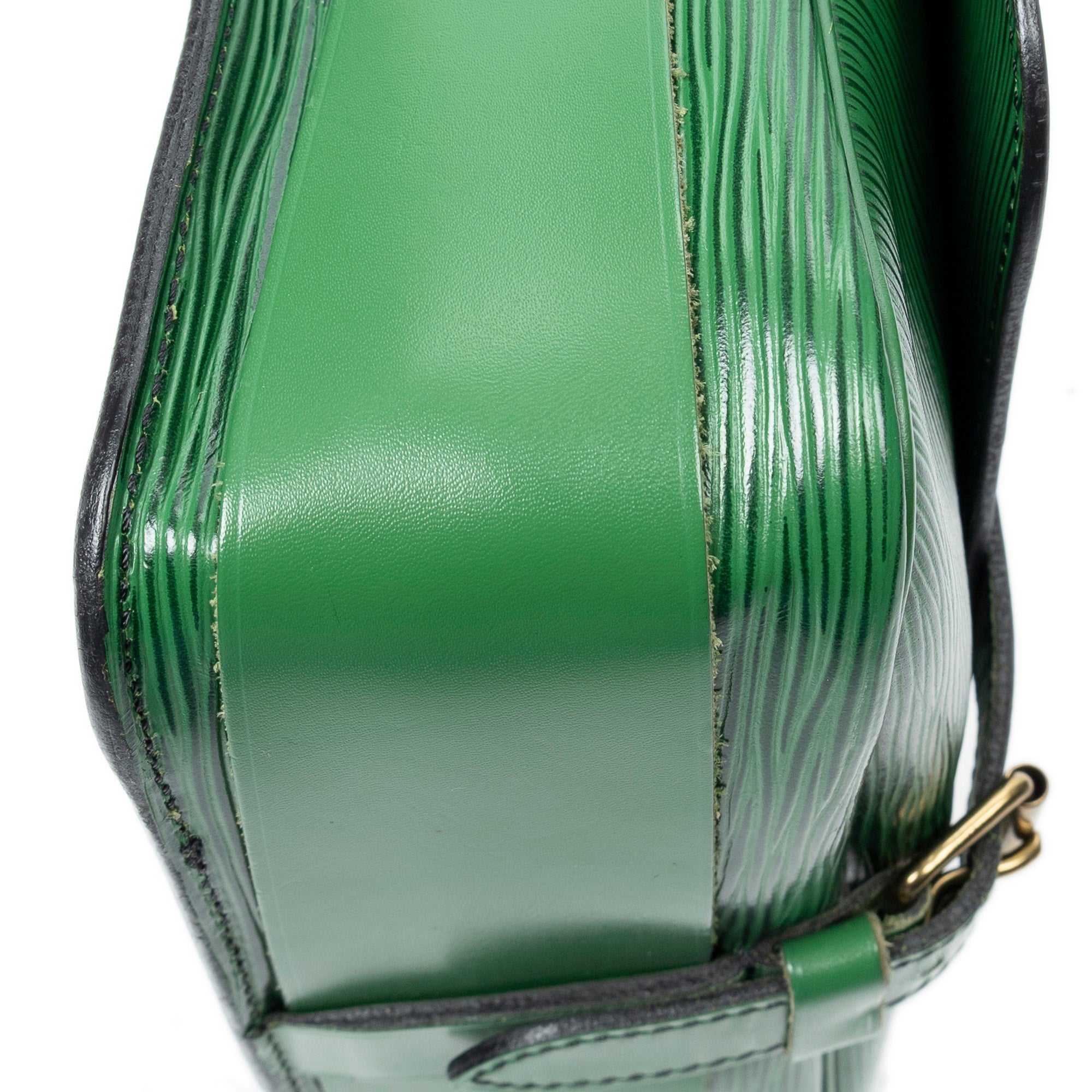 Shoulder Bag Cartouchiere Black Stitching MM Green Epi