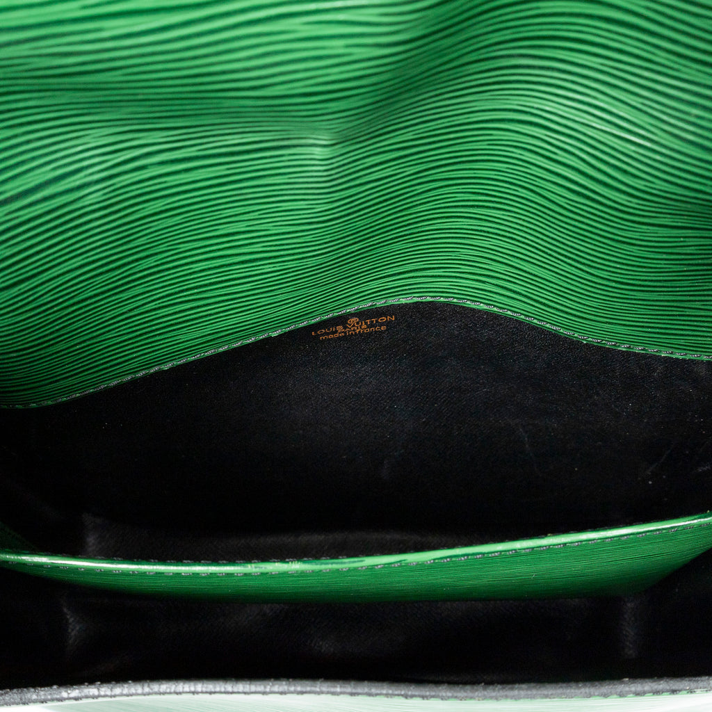 Shoulder Bag Cartouchiere Black Stitching MM Green Epi