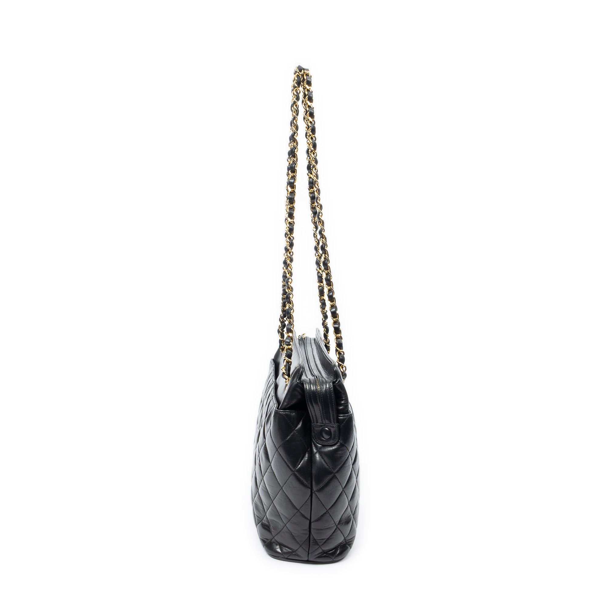 Shoulder Bag Vintage CC Chain Tote Black Quilted Lambskin Leather