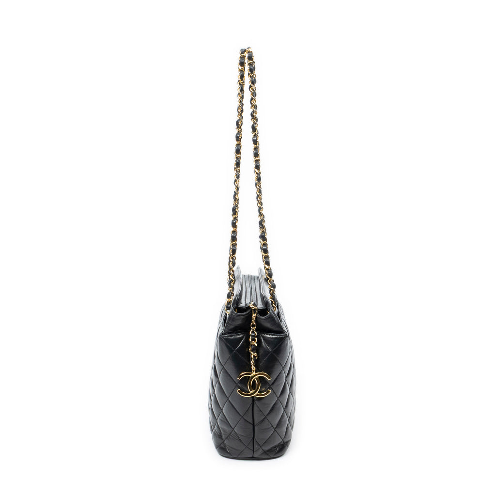 Shoulder Bag Vintage CC Chain Tote Black Quilted Lambskin Leather