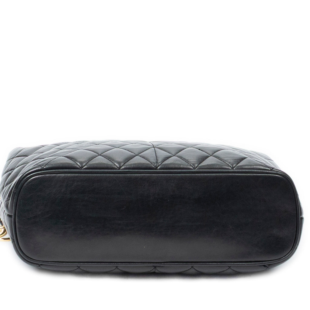 Shoulder Bag Vintage CC Chain Tote Black Quilted Lambskin Leather