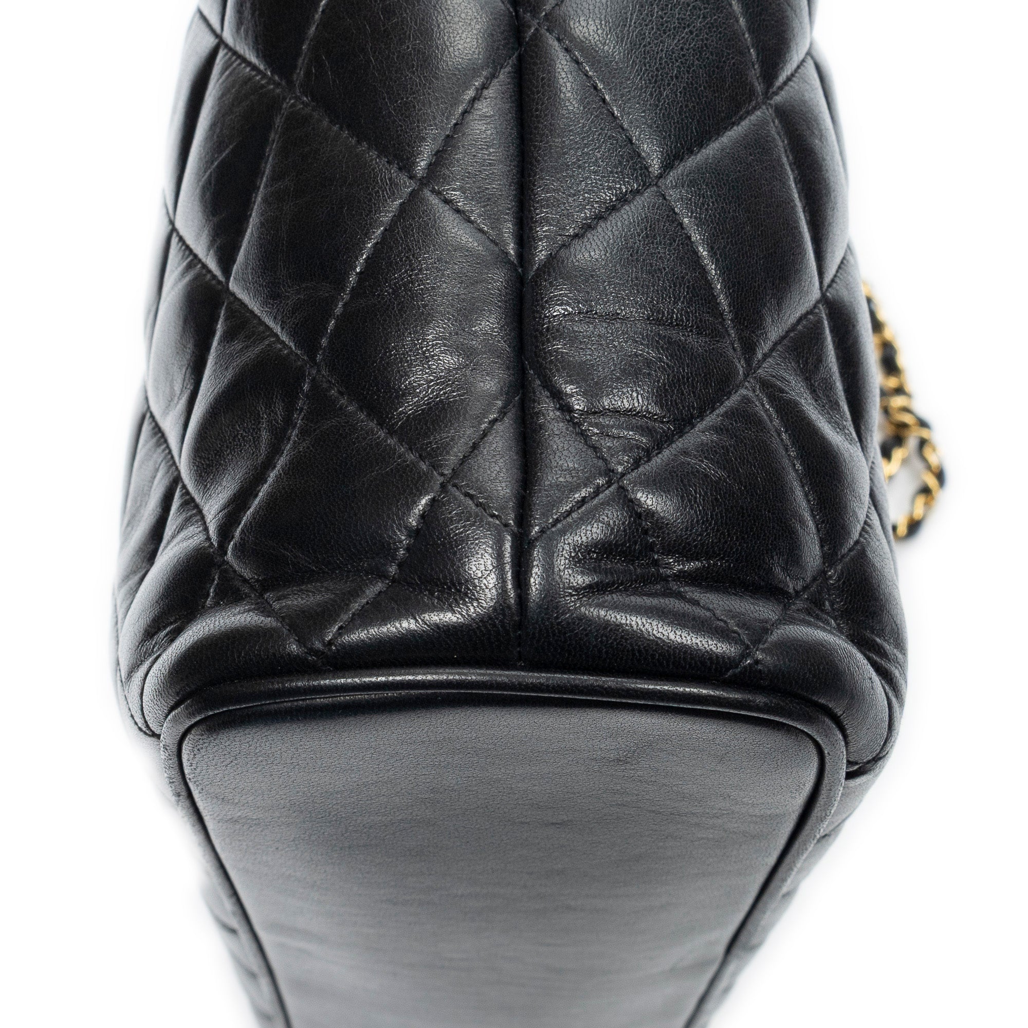 Shoulder Bag Vintage CC Chain Tote Black Quilted Lambskin Leather