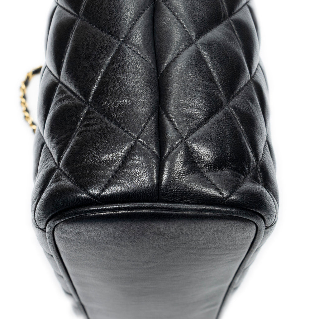Shoulder Bag Vintage CC Chain Tote Black Quilted Lambskin Leather