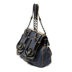 Shoulder Bag B Bag Navy Pebbled Calfskin Leather