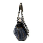 Shoulder Bag B Bag Navy Pebbled Calfskin Leather