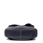 Shoulder Bag B Bag Navy Pebbled Calfskin Leather