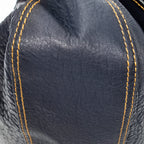 Shoulder Bag B Bag Navy Pebbled Calfskin Leather