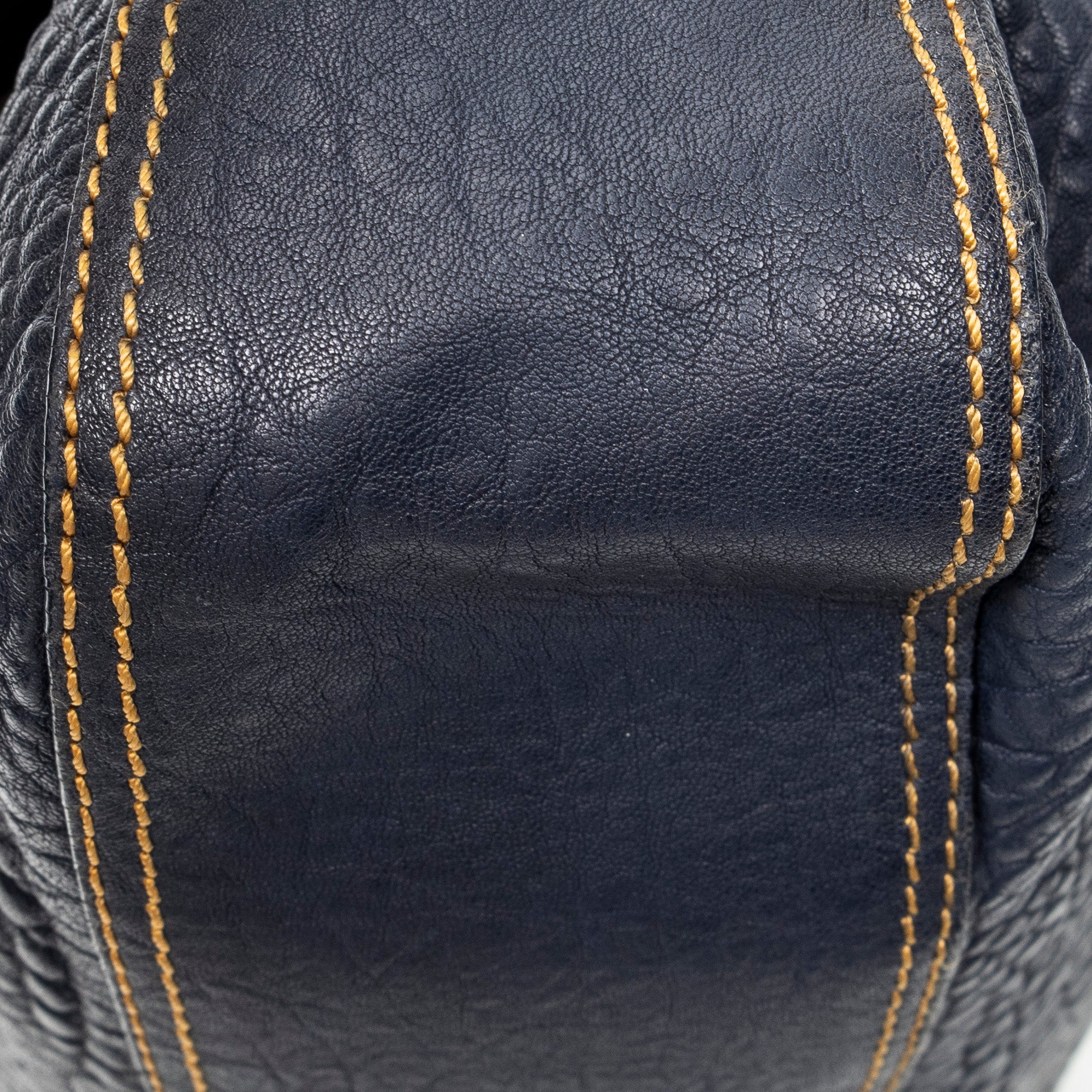 Shoulder Bag B Bag Navy Pebbled Calfskin Leather