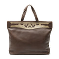 Shoulder Bag Vintage Large Tote Brown Grained Calfskin Leather