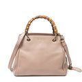 Shoulder Bag Small Bamboo Shopper Tote Pink Grained Calfskin Leather