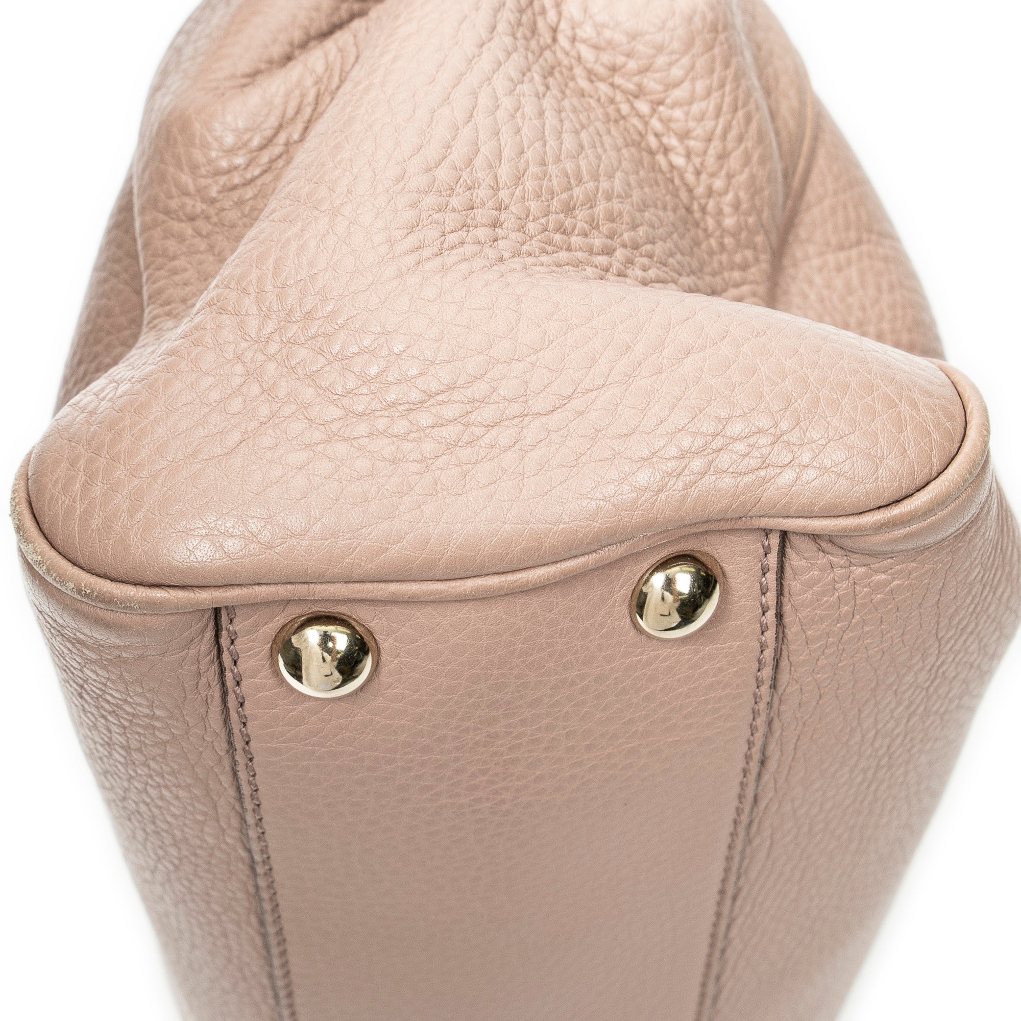Shoulder Bag Small Bamboo Shopper Tote Pink Grained Calfskin Leather