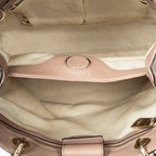 Shoulder Bag Small Bamboo Shopper Tote Pink Grained Calfskin Leather