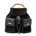 Backpack Large Bamboo Backpack Black Suede Leather