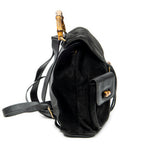 Backpack Large Bamboo Backpack Black Suede Leather