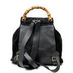Backpack Large Bamboo Backpack Black Suede Leather