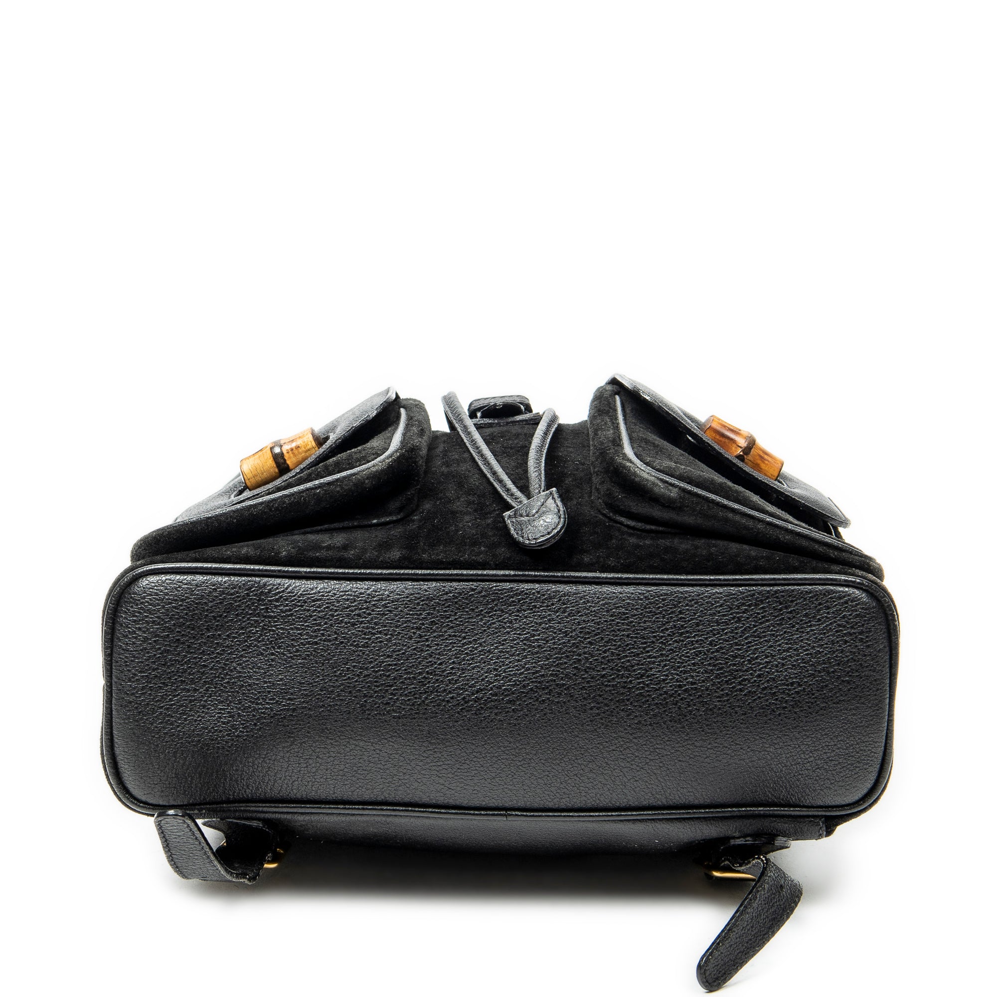 Backpack Large Bamboo Backpack Black Suede Leather