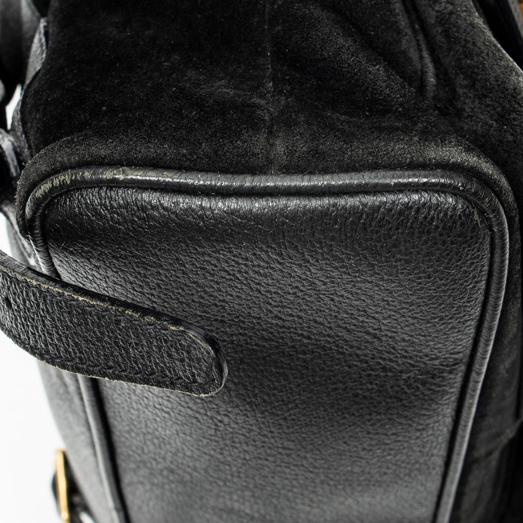 Backpack Large Bamboo Backpack Black Suede Leather
